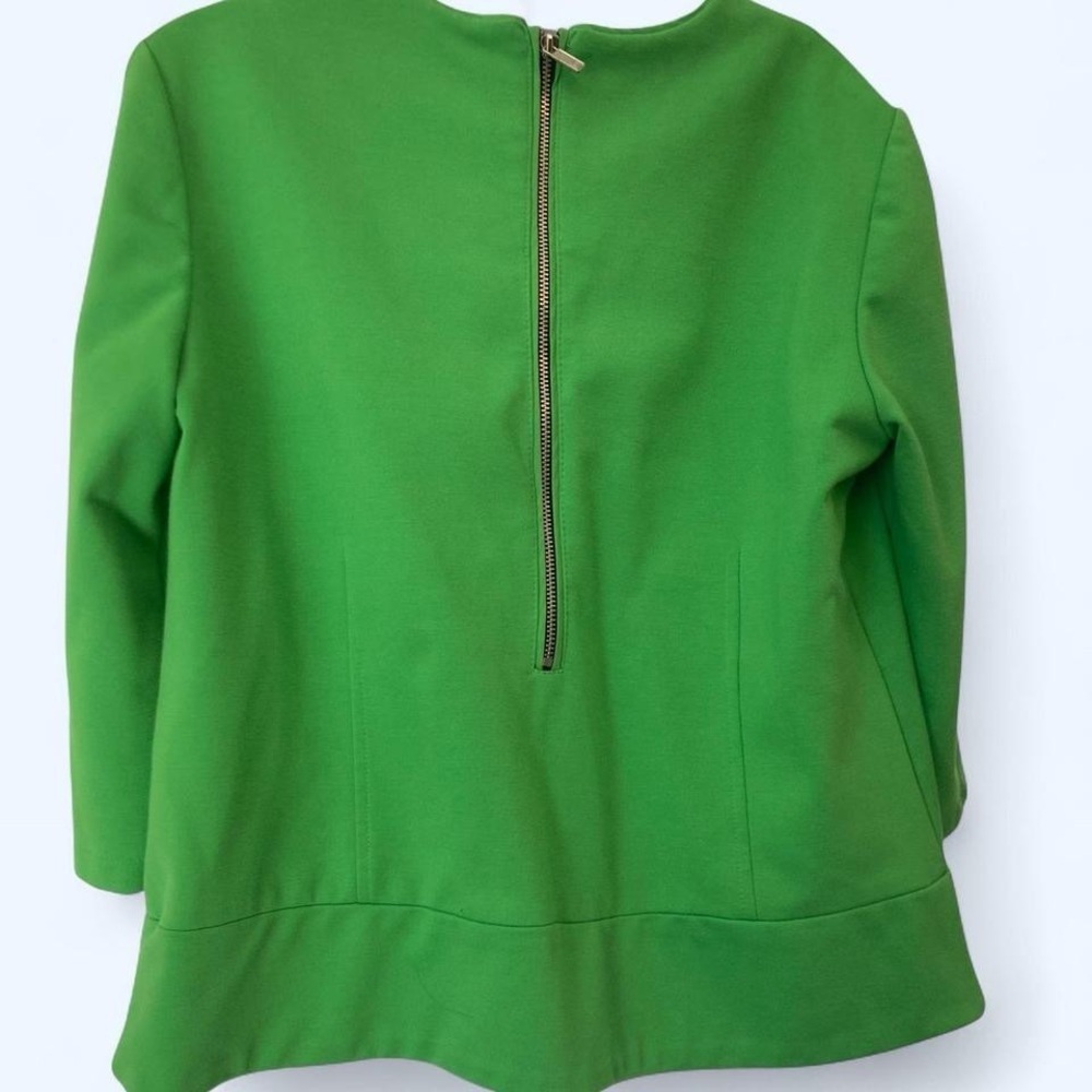 Liz Claiborne Bright Green Petite Top with zipper back M - Picture 2 of 3